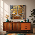 Justice Scales Wall Art Balance Scale Framed Canvas Legal Impasto Law Office Home Decor