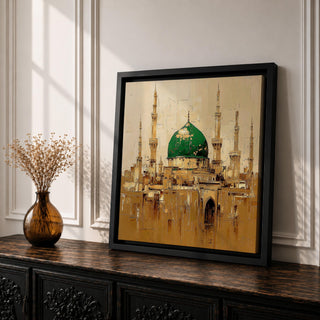 Masjid Nabawi Wall Art Prophet Mosque Framed Canvas Medina Vintage Islamic Home Decor