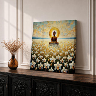 Buddha Wall Art Enlightened One Framed Canvas Zen Mindfulness Buddhist Prayer Room Home Decor