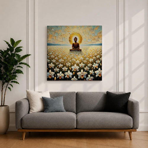 Buddha Wall Art Enlightened One Framed Canvas Zen Mindfulness Buddhist Prayer Room Home Decor