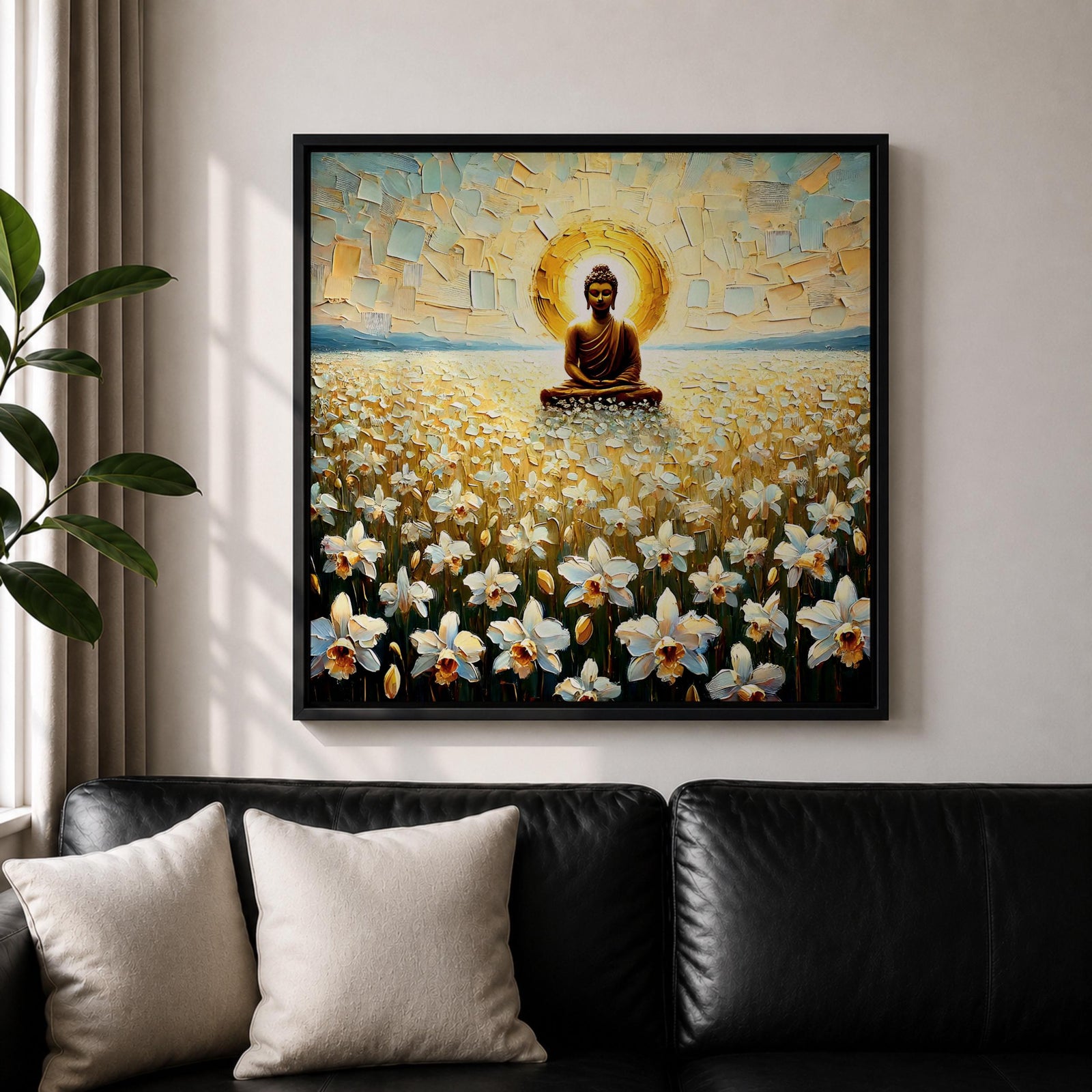 Buddha Wall Art Enlightened One Framed Canvas Zen Mindfulness Buddhist Prayer Room Home Decor