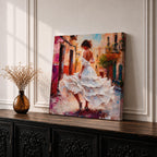 Flamenco Dancer Wall Art Spanish Dance Framed Canvas Impasto Latin Cultural Dance Home Decor