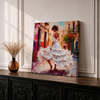Flamenco Dancer Wall Art Spanish Dance Framed Canvas Impasto Latin Cultural Dance Home Decor