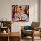 Flamenco Dancer Wall Art Spanish Dance Framed Canvas Impasto Latin Cultural Dance Home Decor