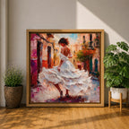Flamenco Dancer Wall Art Spanish Dance Framed Canvas Impasto Latin Cultural Dance Home Decor