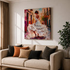 Flamenco Dancer Wall Art Spanish Dance Framed Canvas Impasto Latin Cultural Dance Home Decor