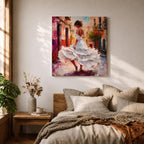 Flamenco Dancer Wall Art Spanish Dance Framed Canvas Impasto Latin Cultural Dance Home Decor