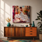 Flamenco Dancer Wall Art Spanish Dance Framed Canvas Impasto Latin Cultural Dance Home Decor