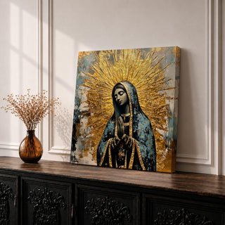 Our Lady of Guadalupe Wall Art La Guadalupana Framed Canvas Rustic Catholic Home Decor