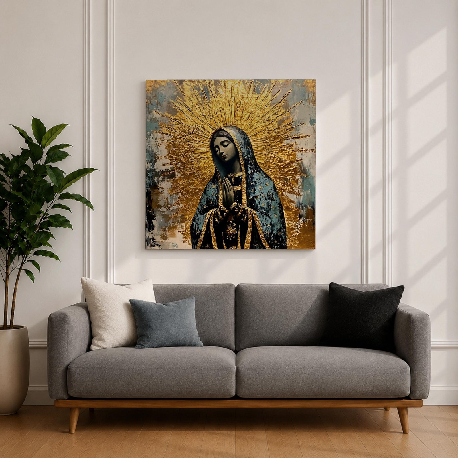 Our Lady of Guadalupe Wall Art La Guadalupana Framed Canvas Rustic Catholic Home Decor