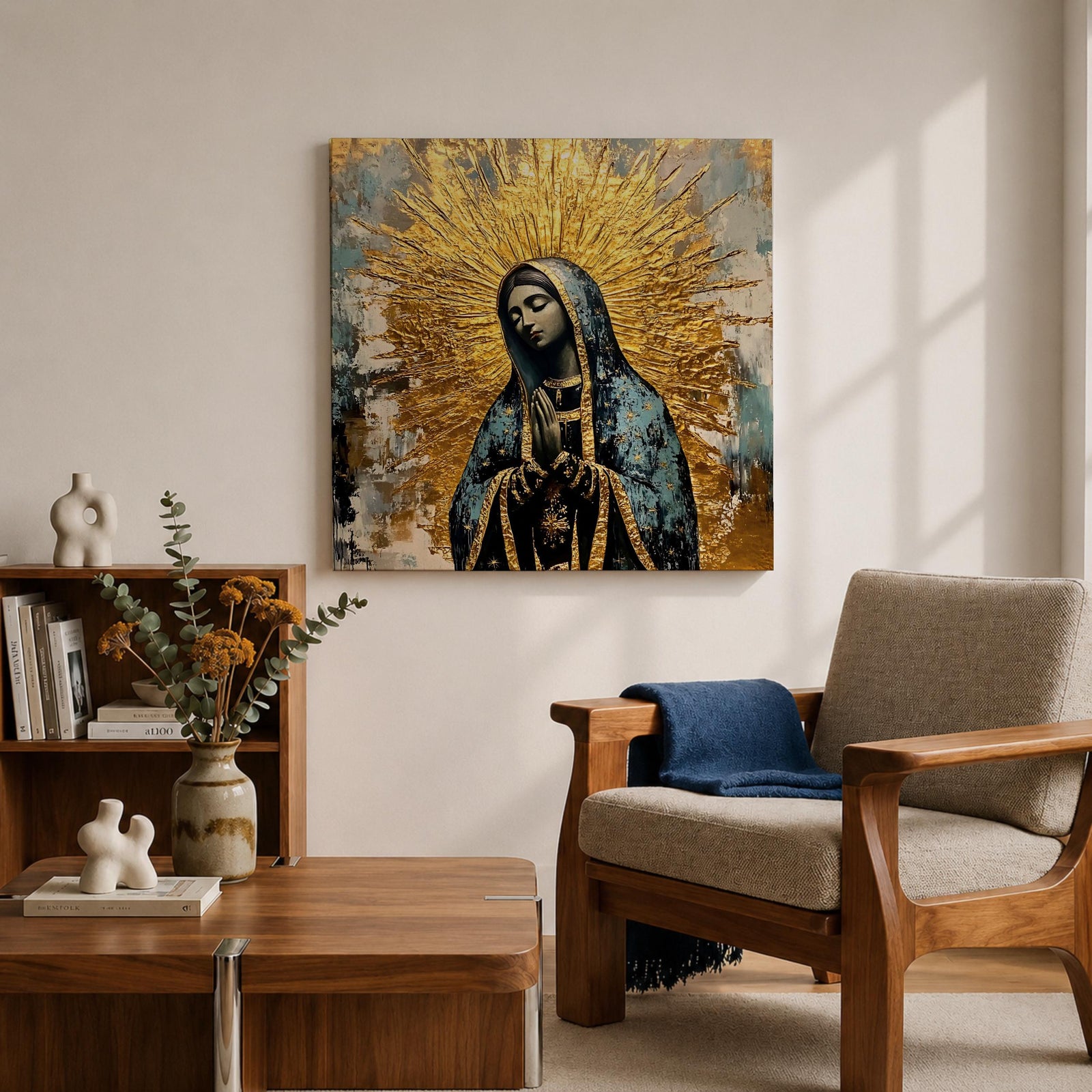Our Lady of Guadalupe Wall Art La Guadalupana Framed Canvas Rustic Catholic Home Decor