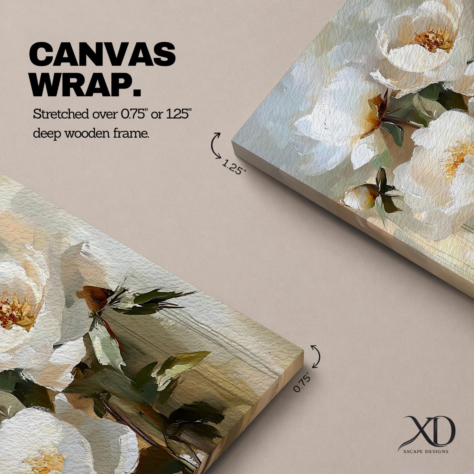 White Peony Wall Art Paeonia Framed Canvas Botanical Impasto Neutral Farmhouse Cottage Home Decor