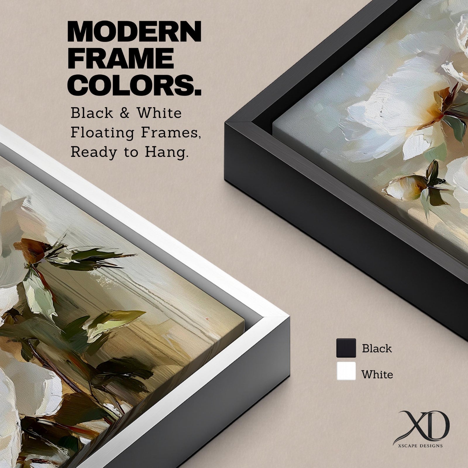 White Peony Wall Art Paeonia Framed Canvas Botanical Impasto Neutral Farmhouse Cottage Home Decor
