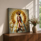 Our Lady of Fatima Wall Art Queen of Heaven Framed Canvas Catholic Home Decor