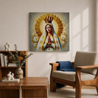 Our Lady of Fatima Wall Art Queen of Heaven Framed Canvas Catholic Home Decor