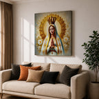 Our Lady of Fatima Wall Art Queen of Heaven Framed Canvas Catholic Home Decor