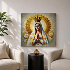 Our Lady of Fatima Wall Art Queen of Heaven Framed Canvas Catholic Home Decor