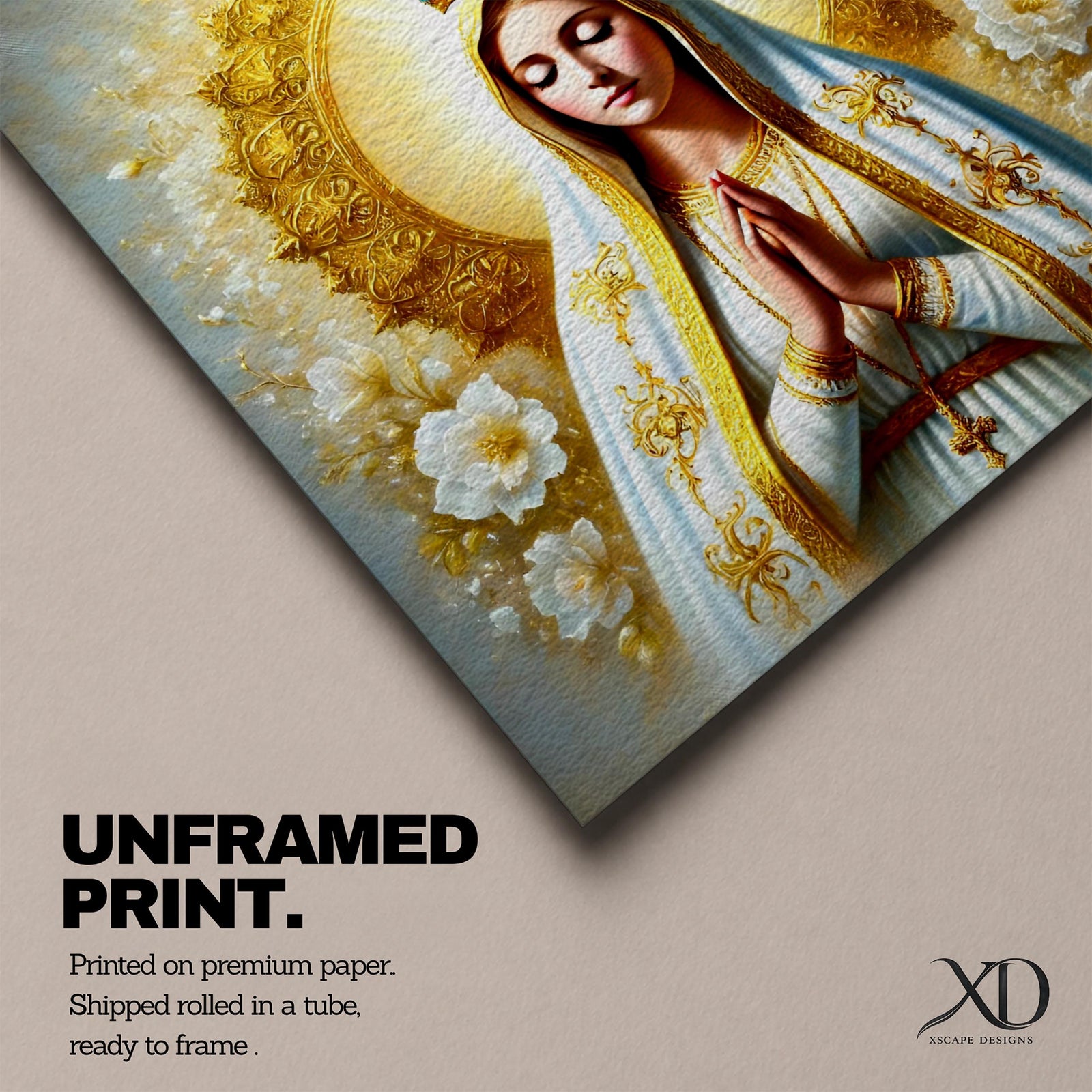 Our Lady of Fatima Wall Art Queen of Heaven Framed Canvas Catholic Home Decor