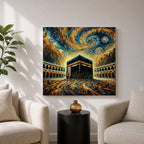 Kaaba Wall Art Masjid al Haram Framed Canvas Mecca Abstract Impasto Islamic Home Decor