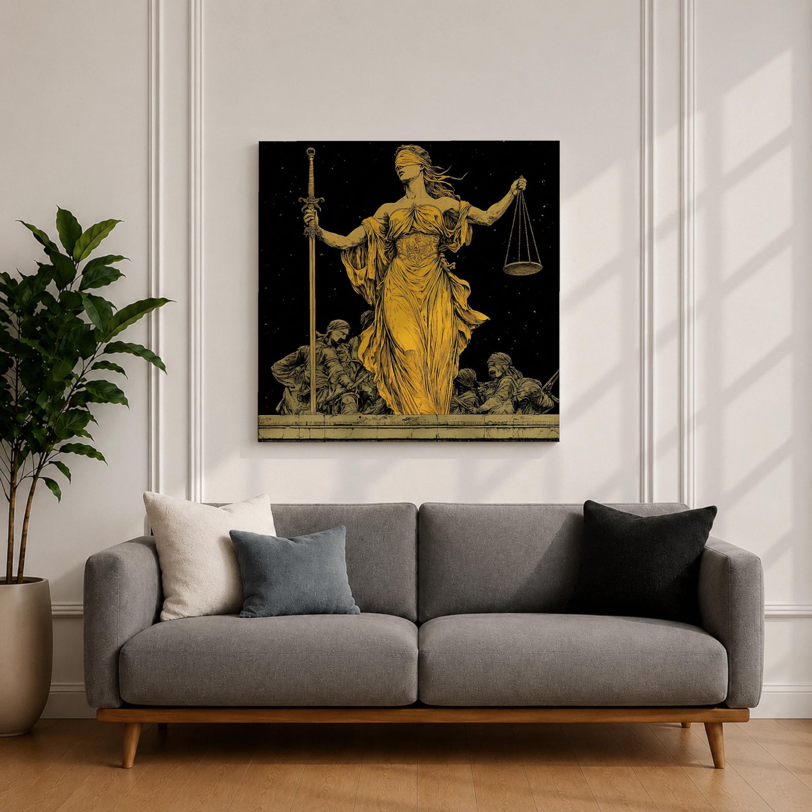 Lady Justice Wall Art Legal Symbol Framed Canvas Law Courtroom Lawyer Office Home Decor