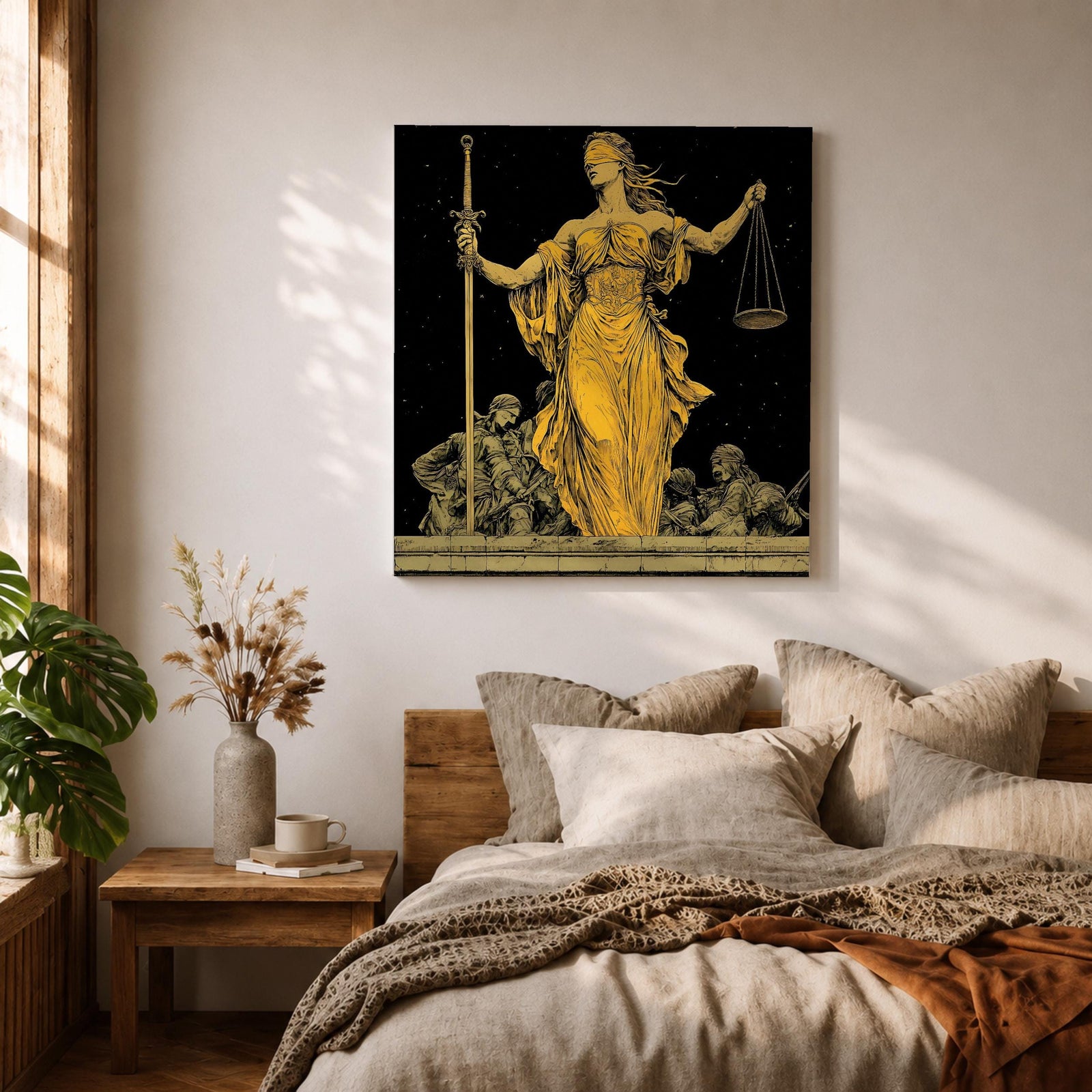 Lady Justice Wall Art Legal Symbol Framed Canvas Law Courtroom Lawyer Office Home Decor