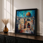 Dome of the Rock Wall Art Qubbat As Sakhrah Framed Canvas Jerusalem Islamic Decor