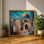Dome of the Rock Wall Art Qubbat As Sakhrah Framed Canvas Jerusalem Islamic Decor