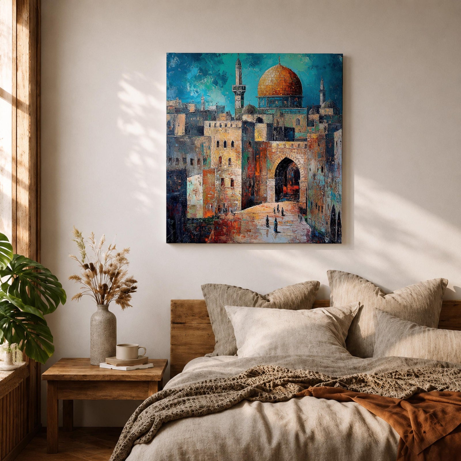 Dome of the Rock Wall Art Qubbat As Sakhrah Framed Canvas Jerusalem Islamic Decor