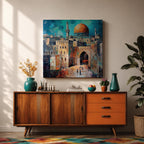 Dome of the Rock Wall Art Qubbat As Sakhrah Framed Canvas Jerusalem Islamic Decor
