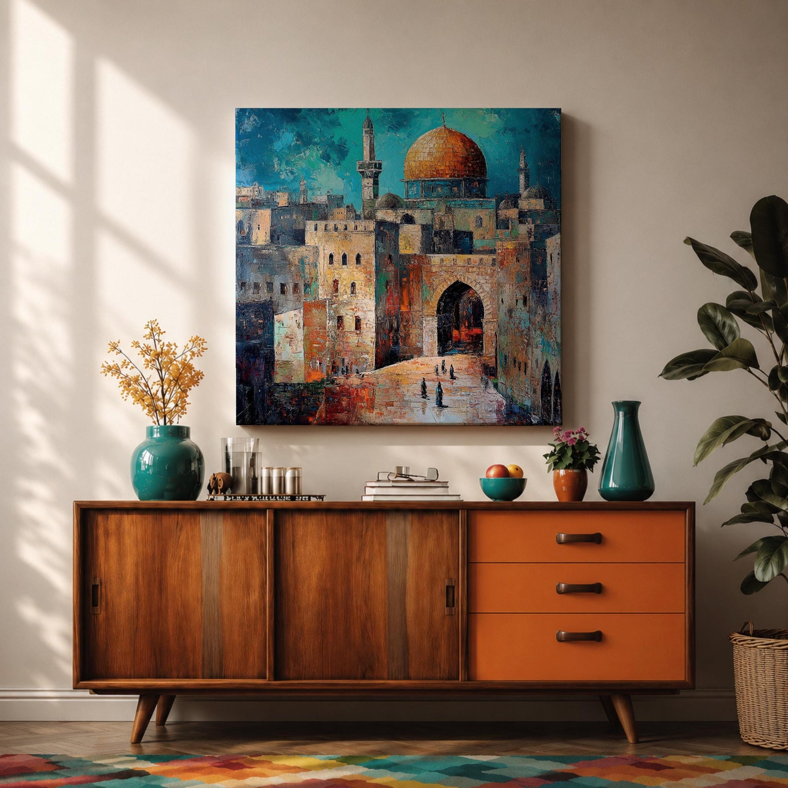 Dome of the Rock Wall Art Qubbat As Sakhrah Framed Canvas Jerusalem Islamic Decor