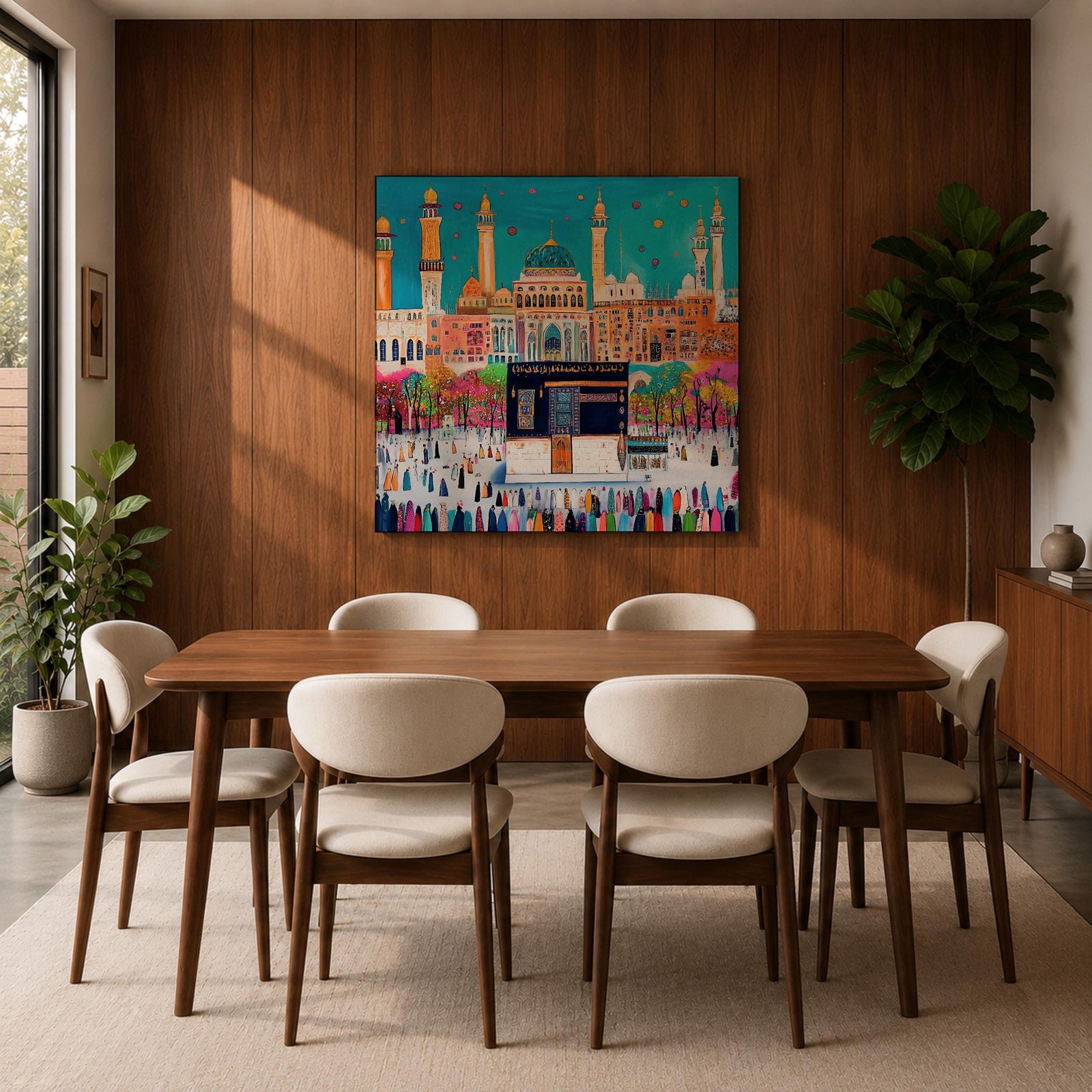 Kaaba Wall Art Masjid al Haram Framed Canvas Mecca Islamic Nursery Kids Room Decor