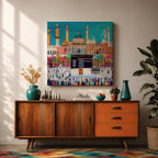 Kaaba Wall Art Masjid al Haram Framed Canvas Mecca Islamic Nursery Kids Room Decor