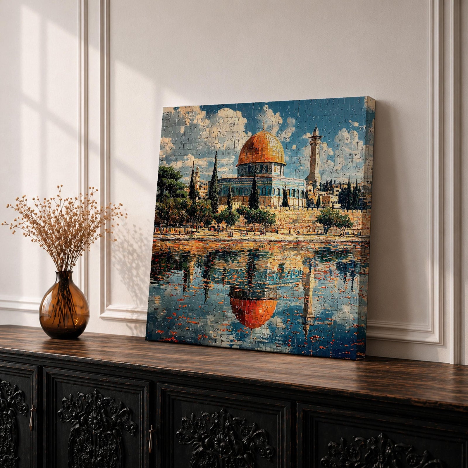 Dome of the Rock Wall Art Masjid Al Aqsa Framed Canvas Jerusalem Islamic Decor