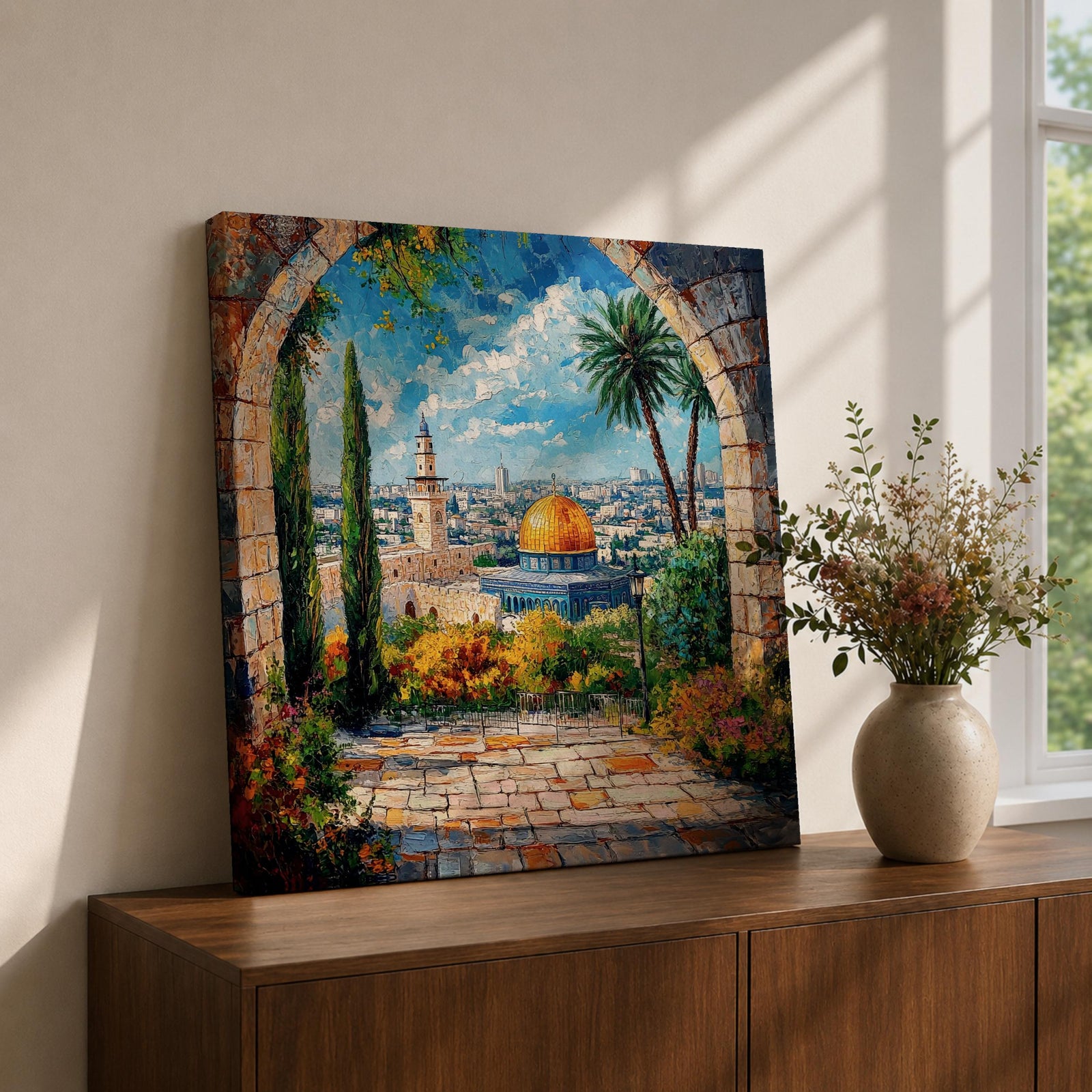 Dome of the Rock Wall Art Masjid Al Aqsa Framed Canvas Jerusalem Islamic Decor