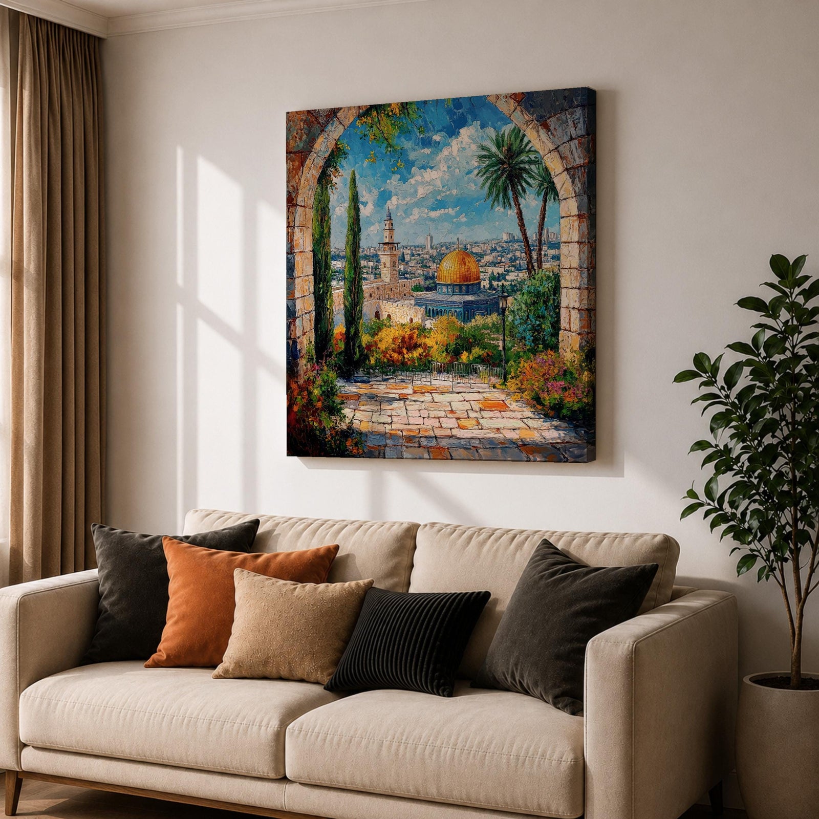 Dome of the Rock Wall Art Masjid Al Aqsa Framed Canvas Jerusalem Islamic Decor