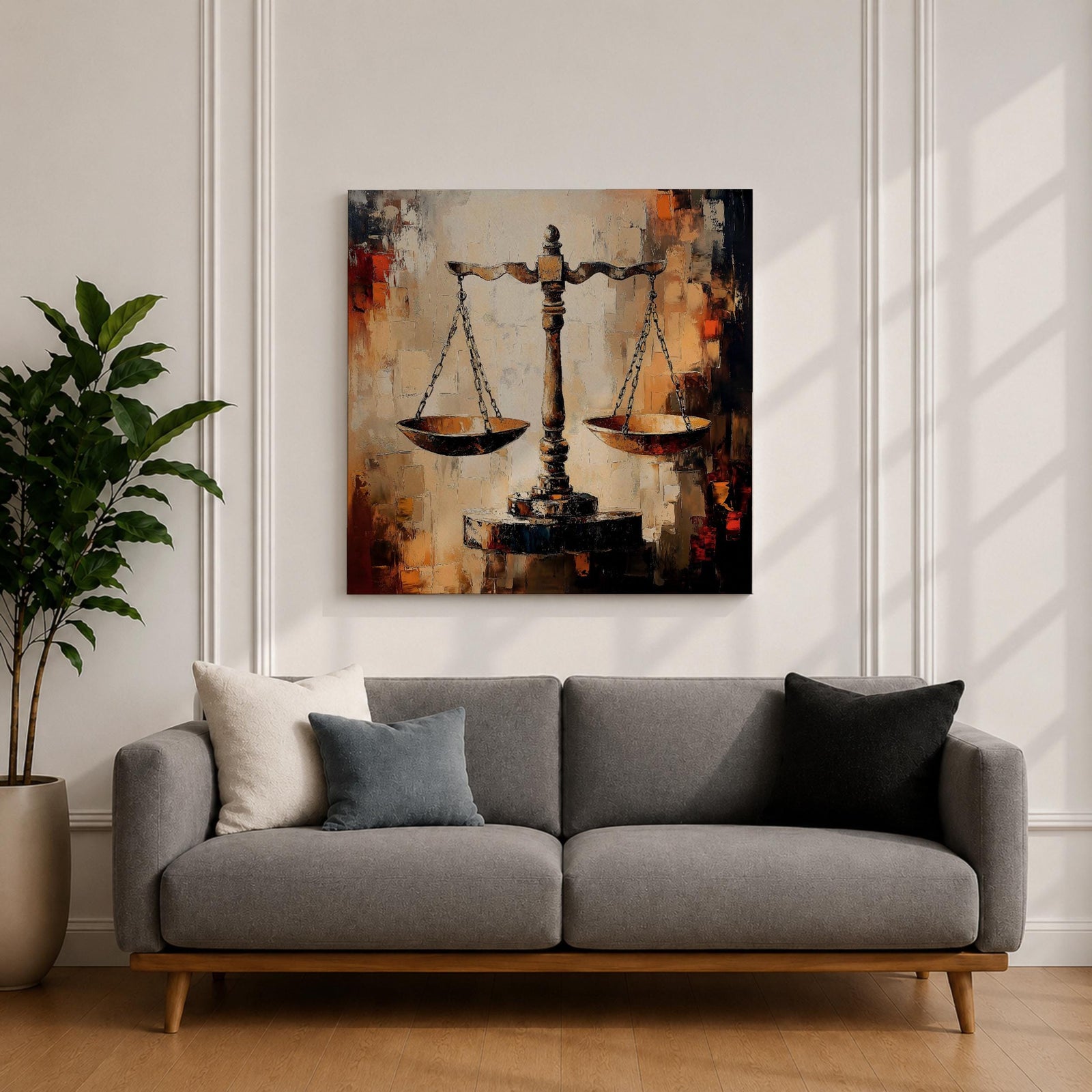 Scales of Justice Wall Art Legal Symbol Framed Canvas Law Office Courtroom Legal Decor