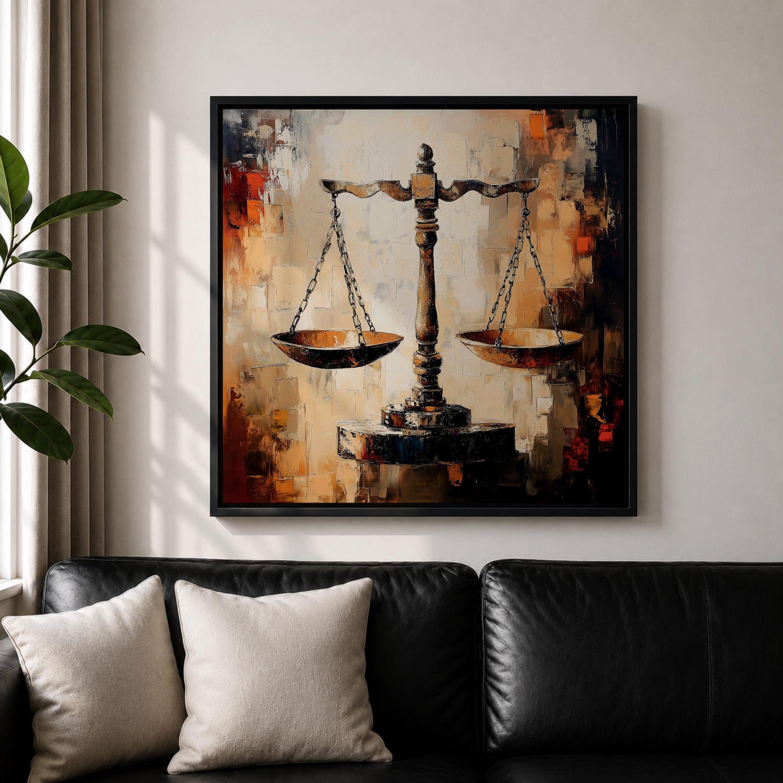 Scales of Justice Wall Art Legal Symbol Framed Canvas Law Office Courtroom Legal Decor