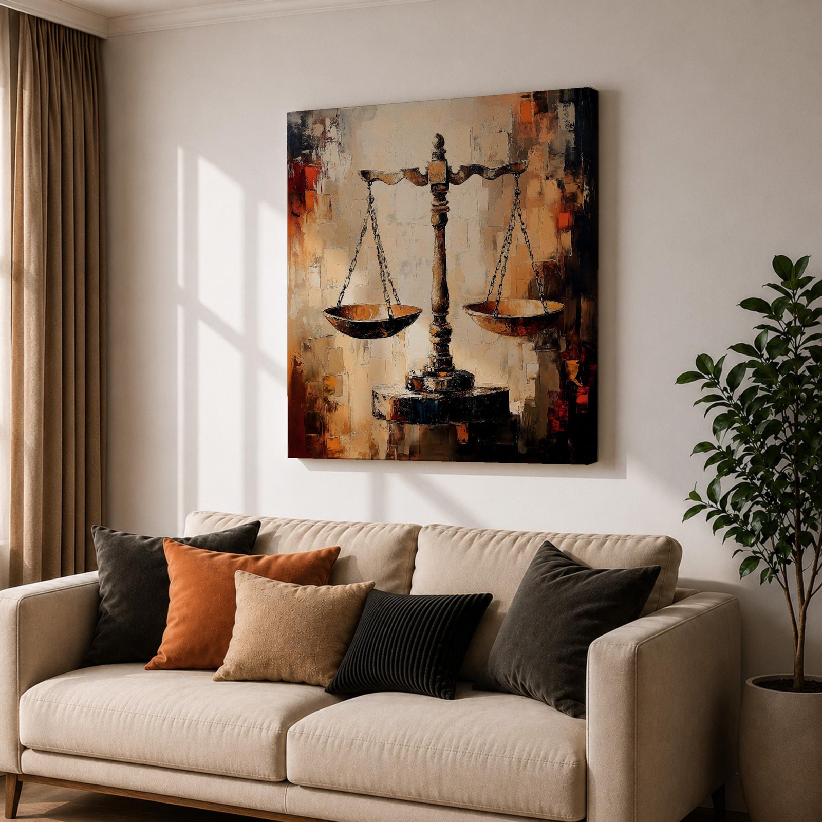 Scales of Justice Wall Art Legal Symbol Framed Canvas Law Office Courtroom Legal Decor