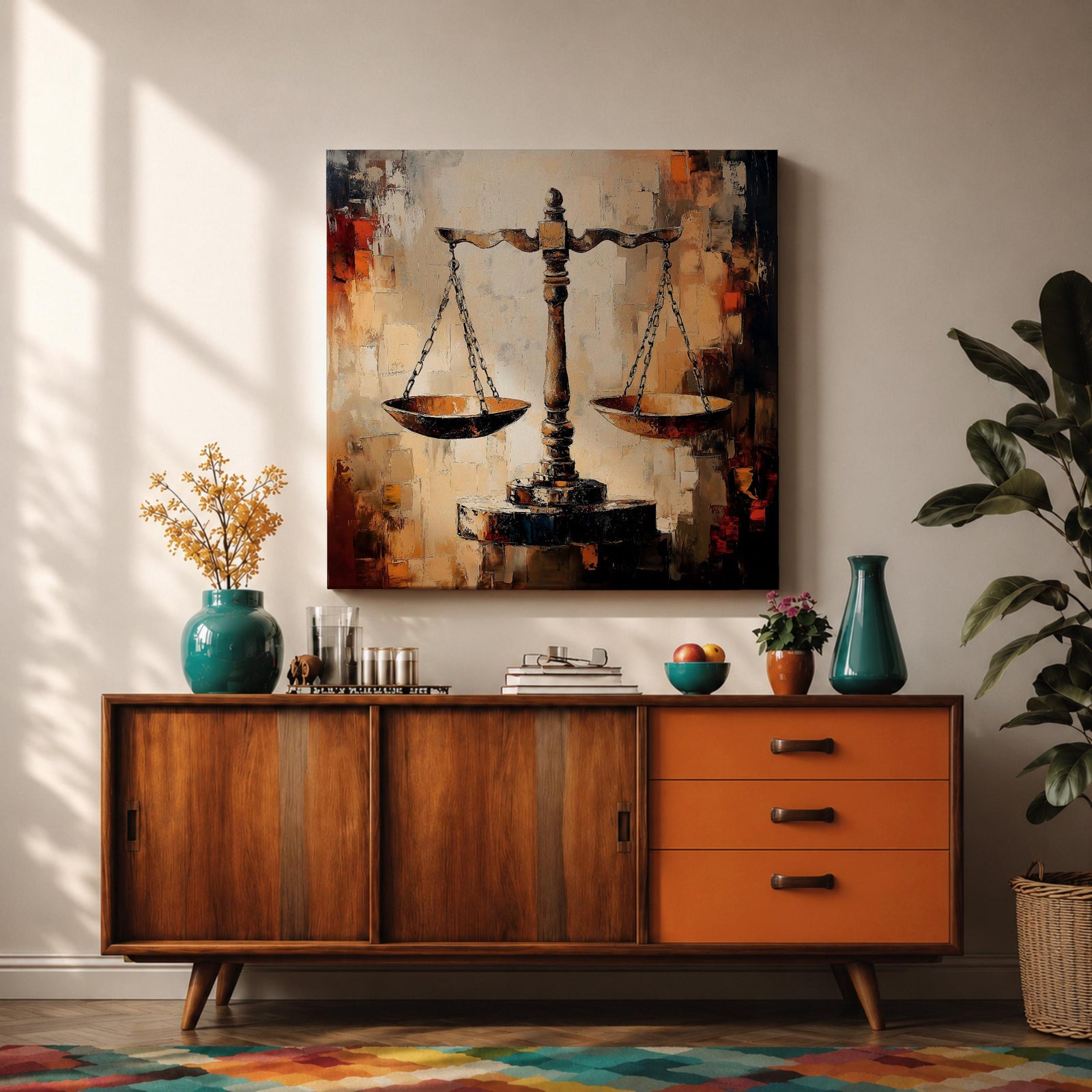 Scales of Justice Wall Art Legal Symbol Framed Canvas Law Office Courtroom Legal Decor