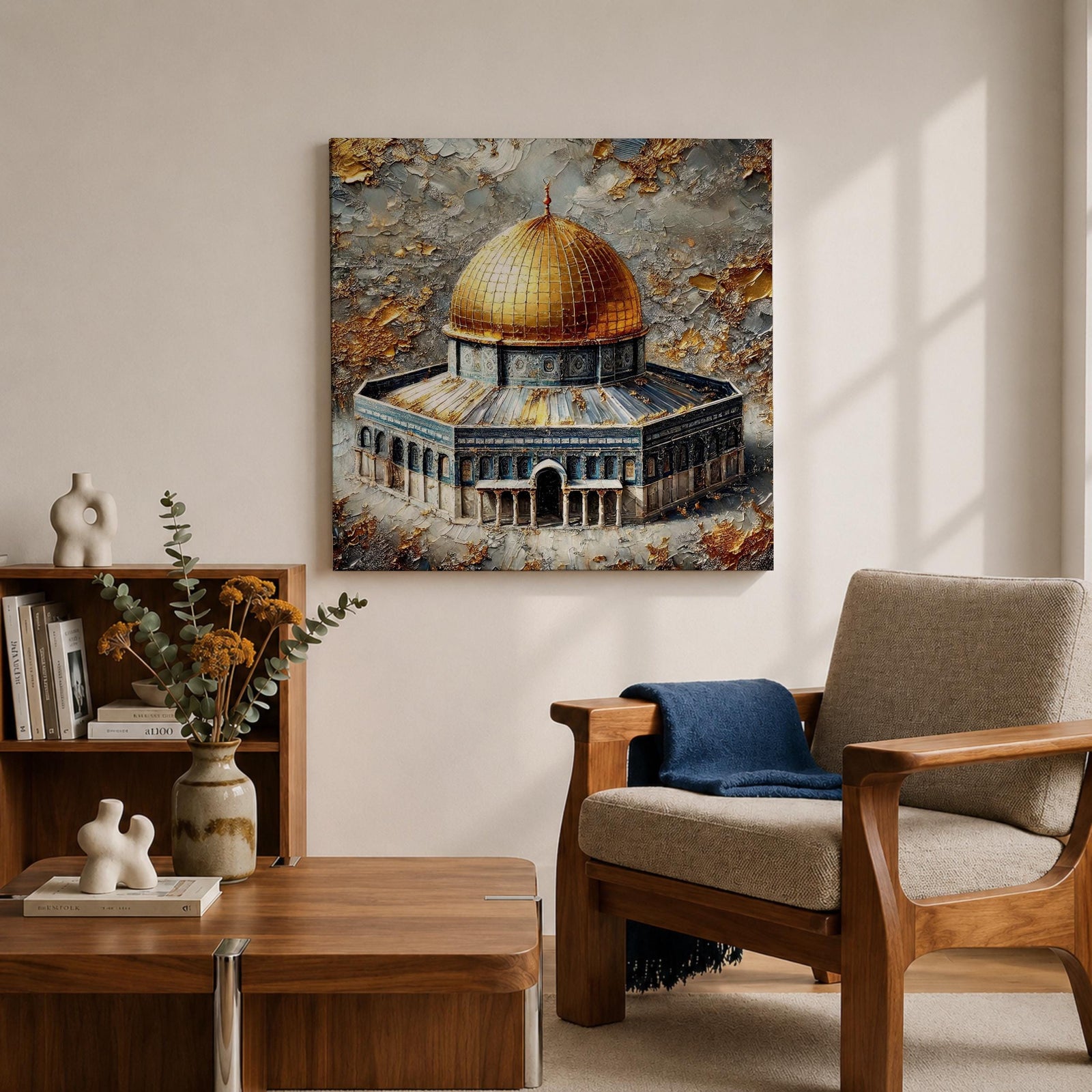 Dome of the Rock Wall Art Masjid Al Aqsa Framed Canvas Jerusalem Islamic Decor
