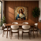 Virgin Mary Wall Art Our Lady of Grace Framed Canvas Impasto Catholic Home Decor