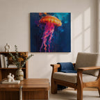 Jellyfish Wall Art Sea Nettle Framed Canvas Marine Life Abstract Ocean Coastal Home Decor
