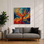 Phoenix Wall Art Firebird Framed Canvas Mythical Bird Abstract Mythology Fantasy Home Decor