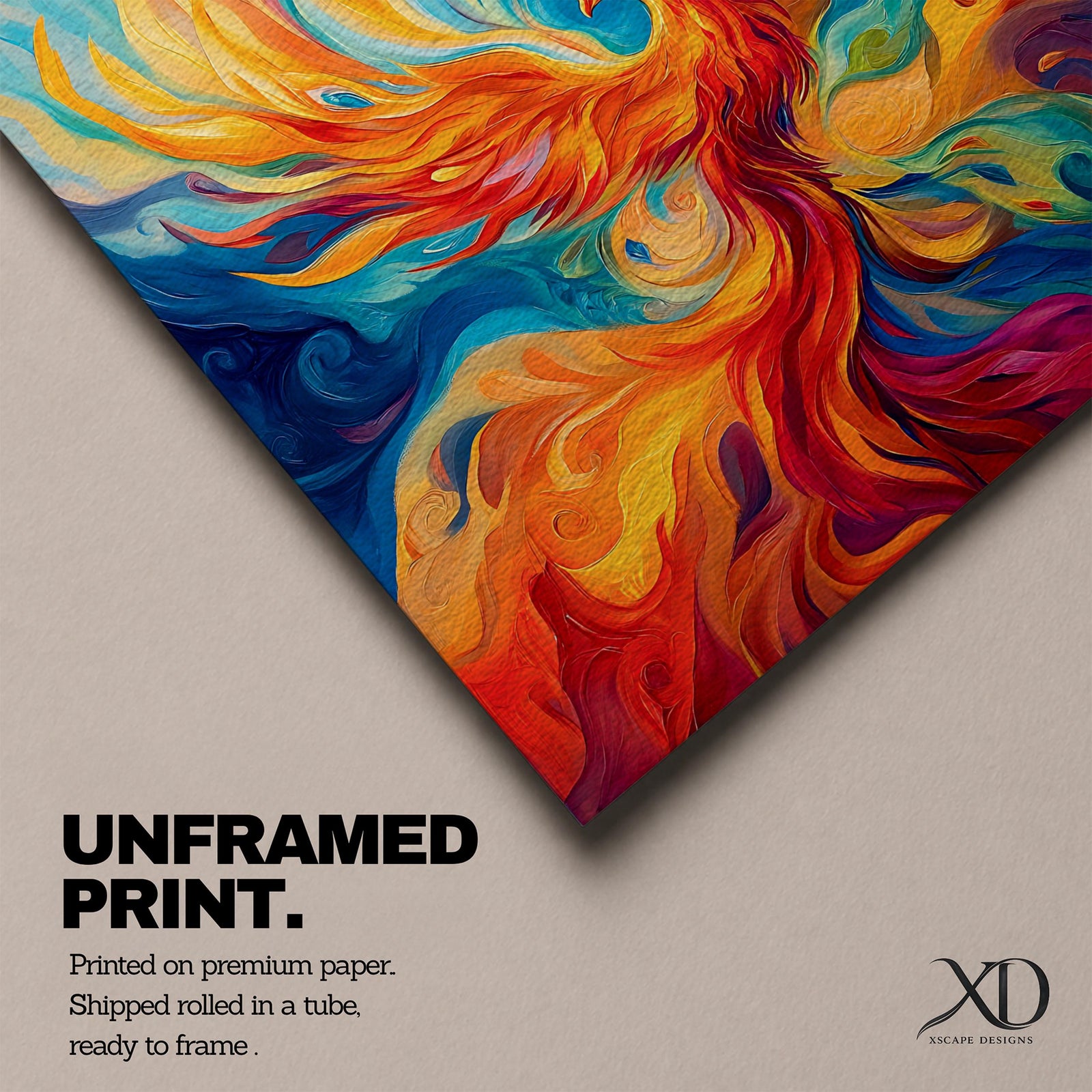 Phoenix Wall Art Firebird Framed Canvas Mythical Bird Abstract Mythology Fantasy Home Decor