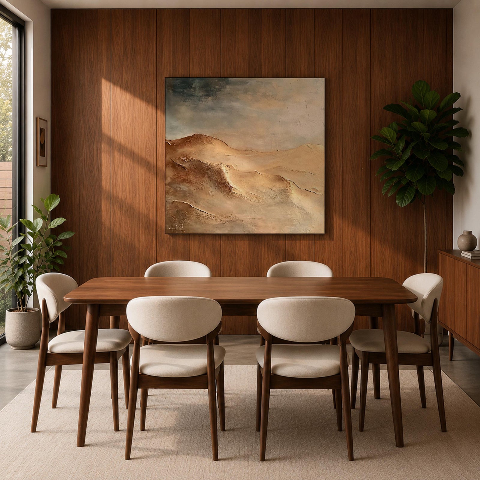 Desert Landscape Wall Art Sand Dunes Framed Canvas Sahara Impasto Rustic Cabin Home Decor