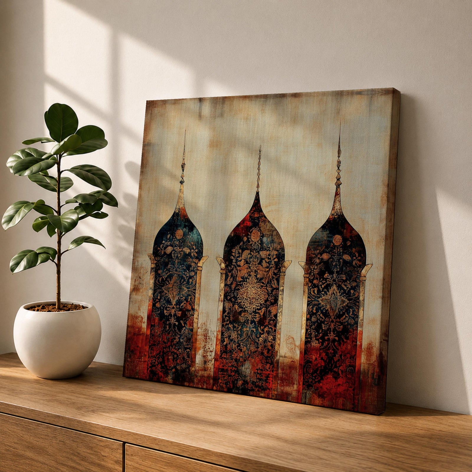 Islamic Domes Wall Art Mosque Silhouettes Framed Canvas Middle East Vintage Islamic Home Decor