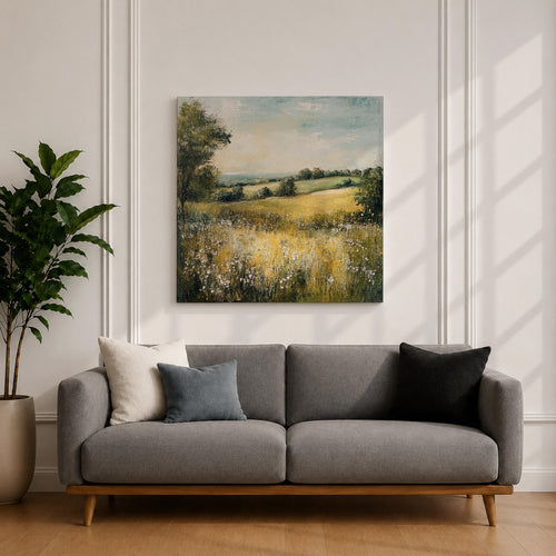 Countryside Landscape Wall Art Rustic Farm Framed Canvas Vintage Landscape Farmhouse Home Decor