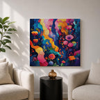 Abstract Garden Wall Art Botanical Flowers Framed Canvas Modern Nature Boho Home Decor