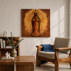 Our Lady of Guadalupe Wall Art La Morenita Framed Canvas Antique Catholic Home Decor