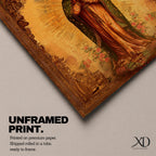 Our Lady of Guadalupe Wall Art La Morenita Framed Canvas Antique Catholic Home Decor